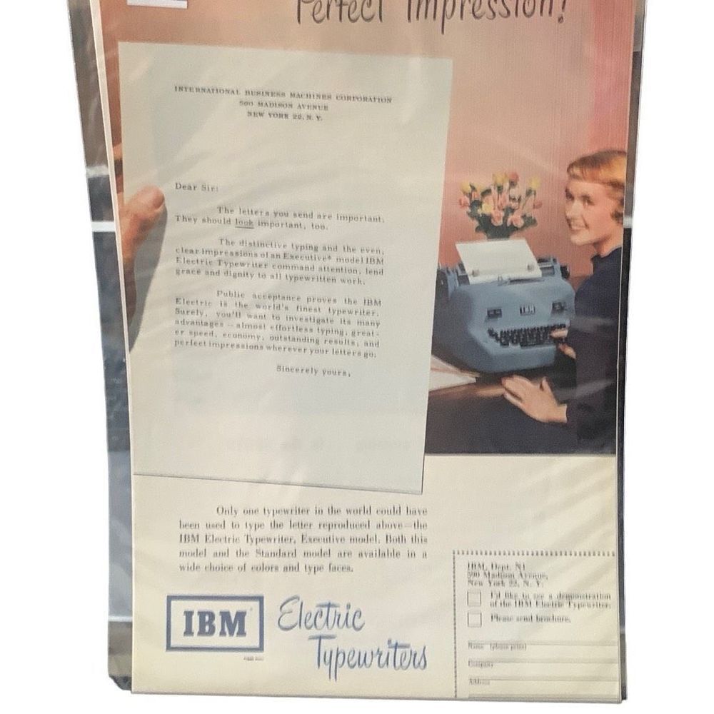Vintage 1950 IBM Electric Typewriters Perfect Impression Ad Advertisement